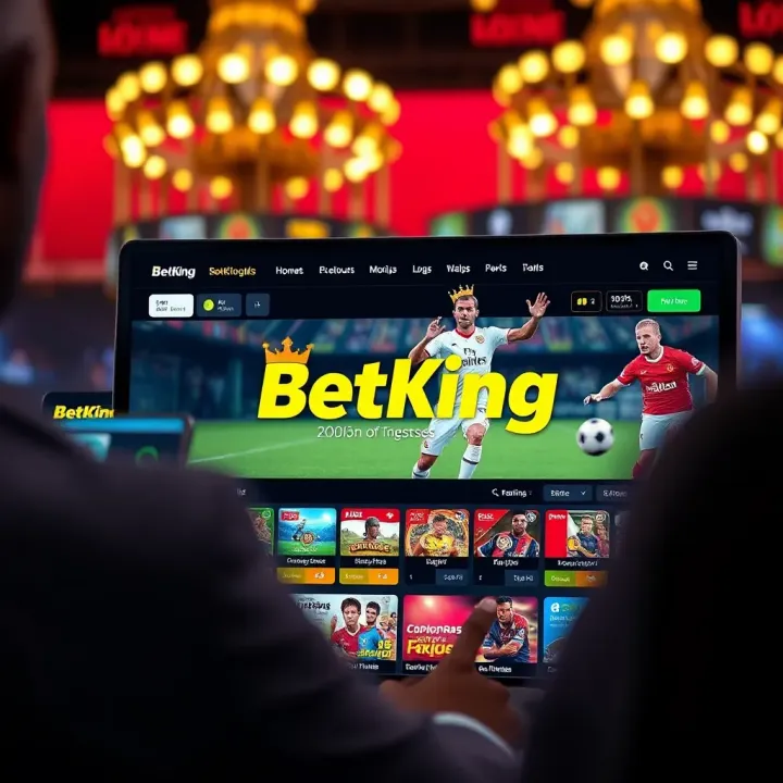 Illustration of a computer screen displaying a verified BetKing account dashboard