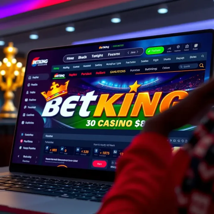 Smartphone displaying BetKing app dashboard with betting options and promotional banners