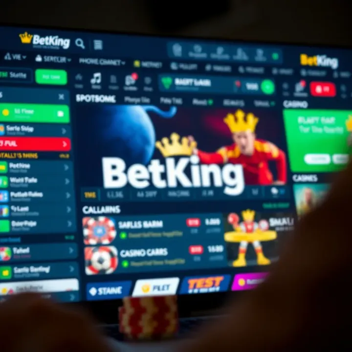 Mobile device displaying BetKing Casino app interface with various casino games visible