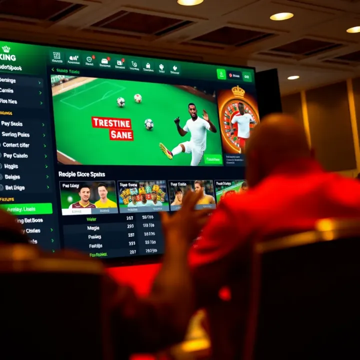 BetKing logo displayed on a digital betting platform with Cameroon flag colors in the background